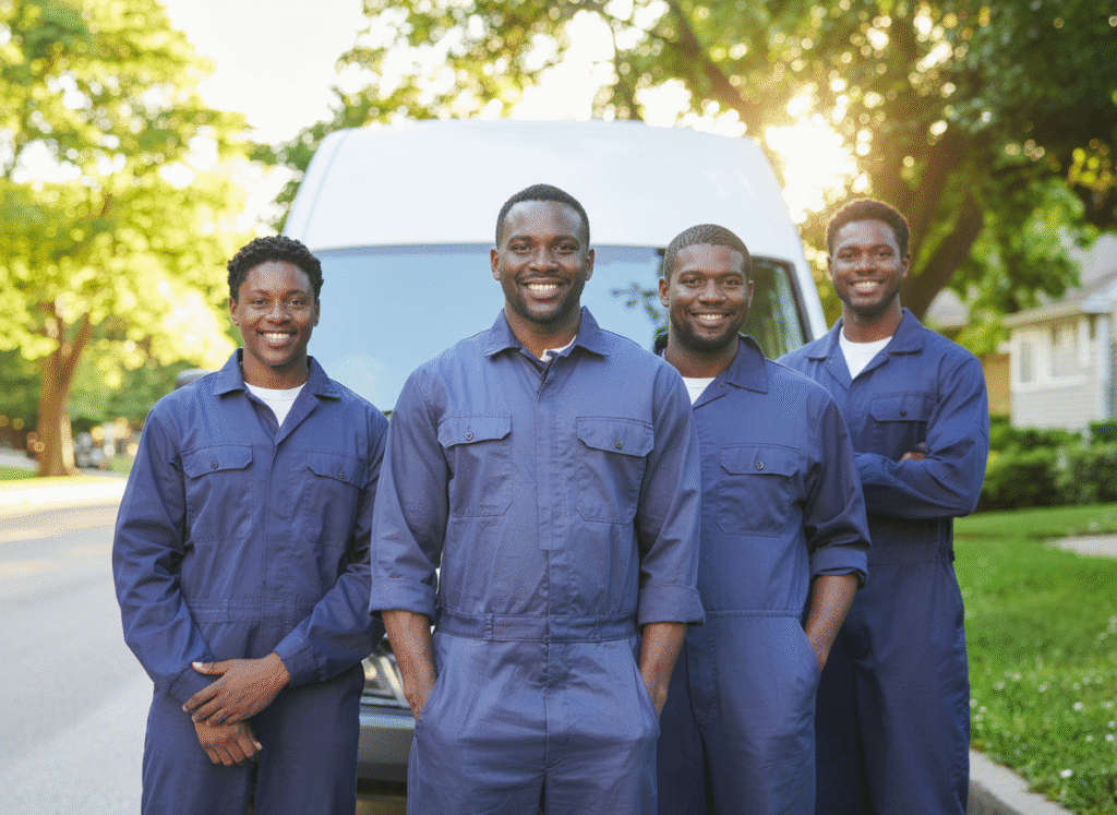 A group of workers together